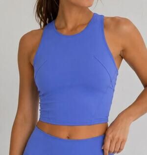 Lululemon Invigorate Training Crop Tank Top Indigo Blue 6